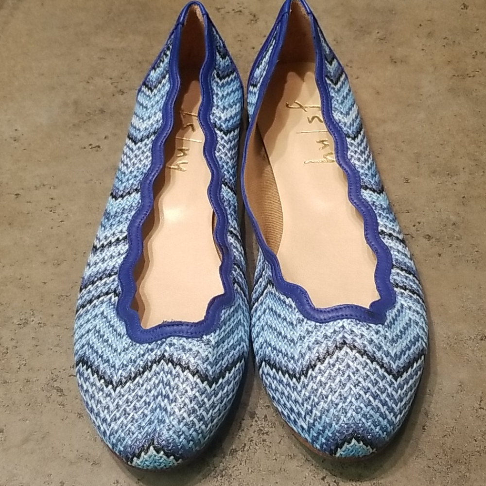 FS/NY French Sole Jigsaw Woven Blue Ballet Flats 8
